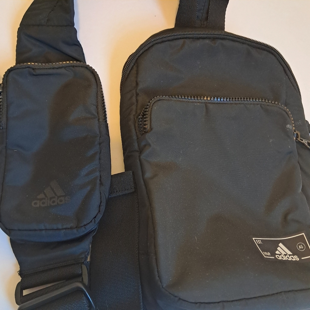 NWOT Adidas Essentials 2 Sling Crossbody Bag Backpack Black - Picture 7 of 9